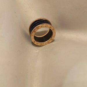 Bvlgari 18K rose gold Lapis Lazuli b.zero1 band ring size 53